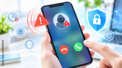 Cyber security alert on a smartphone screen, warning against phishing, malware, and data fraud for digital protection.
