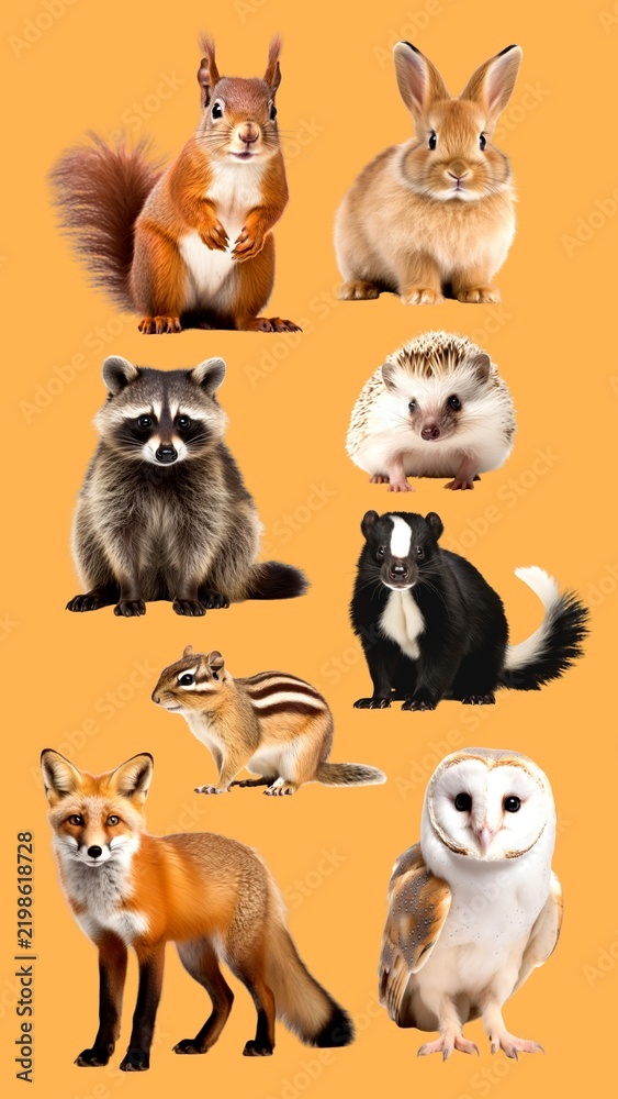 Fototapeta premium Animals in Autumn element set