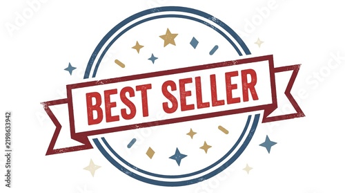 A circular vintage style badge features the words best seller in bold red letters.