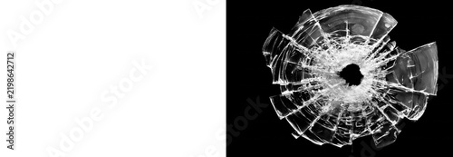 Shattered glass hole isolated on a transparent background