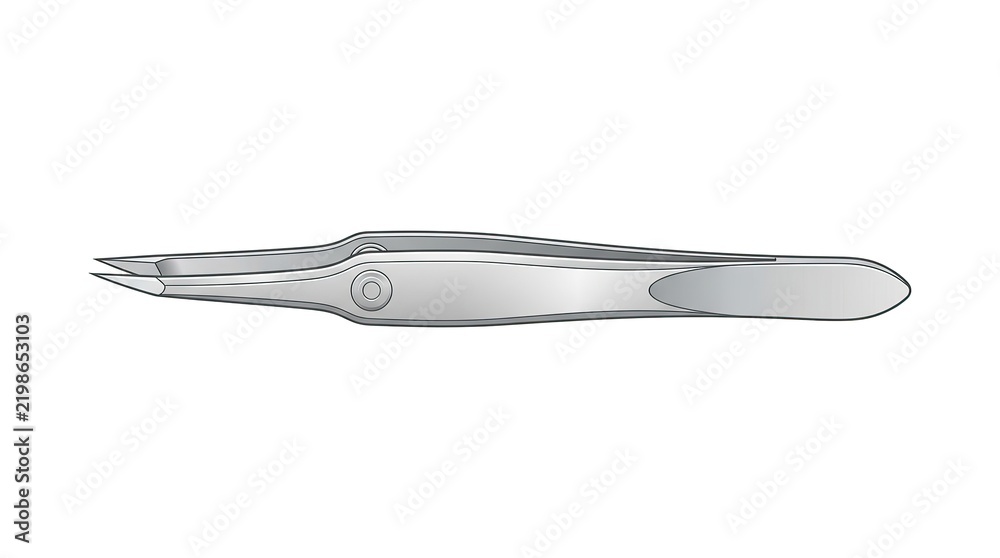 Fototapeta premium Precision stainless steel surgical tweezers with serrated tips in neutral studio vector illustration