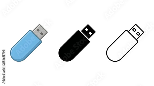 Three usb flash drives in different styles