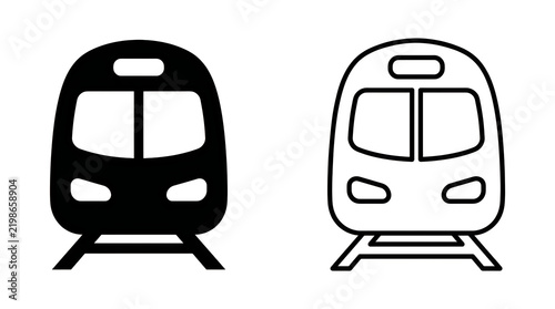 Simple modern train icons in black and white