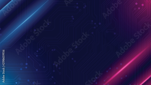 Dynamic Abstract Technology Background For Cyber, Modern Blue Magenta Header Presentation Layout