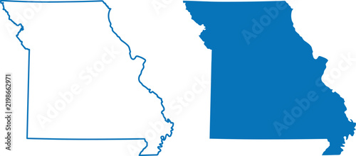 Missouri state map outline and silhouette shape icon