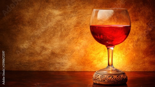 Silver Goblet Overflowing With Ruby-Red Wine Gigapixel