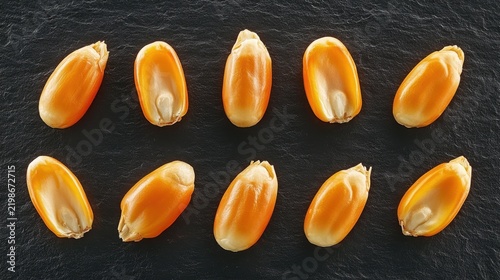 Unpopped Corn Kernels Pattern on Dark Slat Background v2