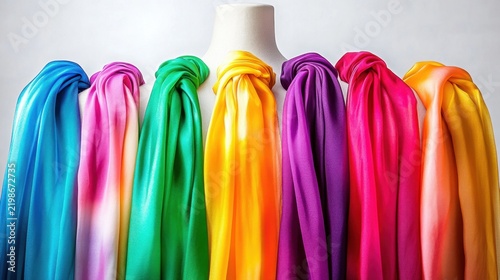 Vibrant Hand-Dyed Silk Scarves Draped on Display