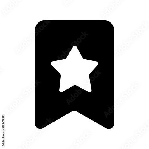 Bookmark with star icon flat vector silhouette illustration isolated on white background