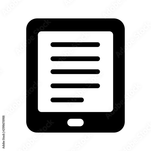 A modern digital device icon displaying an electronic document, perfect for illustrating concepts related to online education, digital information access, or mobile content consumption