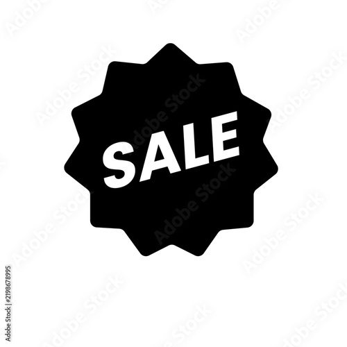Black starburst shape with the word SALE in white text, perfect for promotional events and seasonal discounts