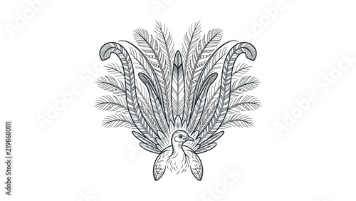 Foto Elegant Feathered Bird Crest Design - Vintage Ornithological Illustration