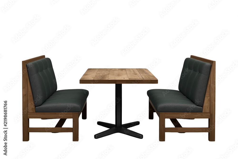Fototapeta premium Four dining chairs arranged around a square wooden table