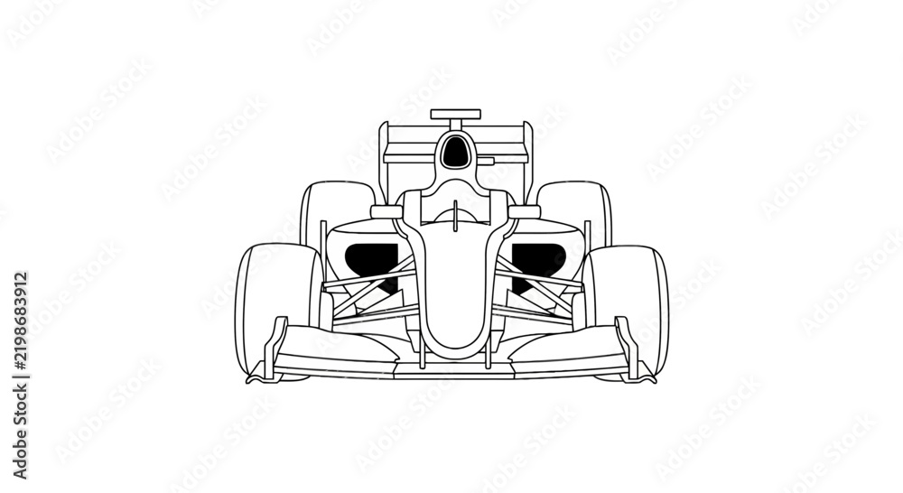 Obraz premium Formula 1 Racing Car Outline Front View Isolated on Transparent Background