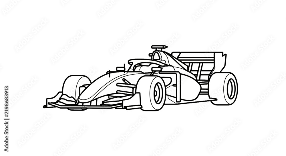 Obraz premium Formula 1 Racing Car Outline Vector Icon Isolated on Transparent Background