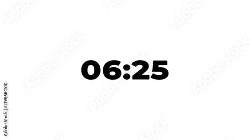 7 minute timer countdown animation from 7 minute to 0 minute on white background. Modern flat design. 4K. Perfect for business, countdowns, event.