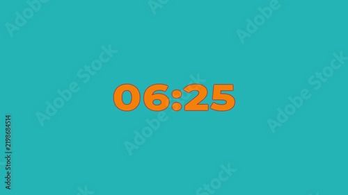 7 minute timer countdown animation from 7 minute to 0 minute on white background. Modern flat design. 4K. Perfect for business, countdowns, event.
