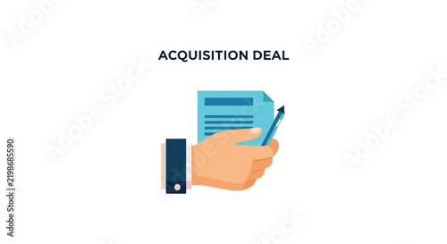 Hand holding pen and document with 