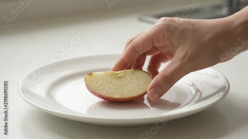 Fresh Apple Slice on White Plate for Healthy Snack and Nutrition Concept
