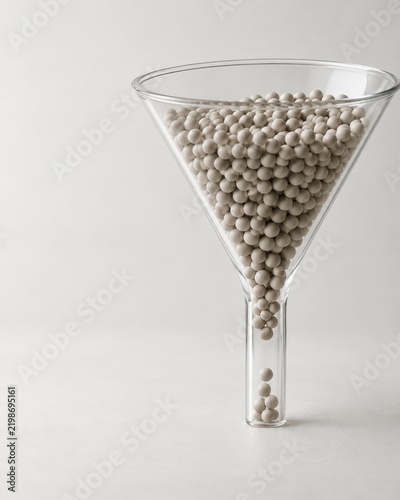 Transparent Funnel Filled With Beads at Narrow Bottleneck, Workflow Congestion Concept