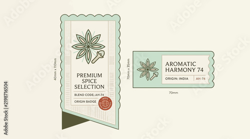 Premium Spice Selection Label Design, Star Anise and Clove