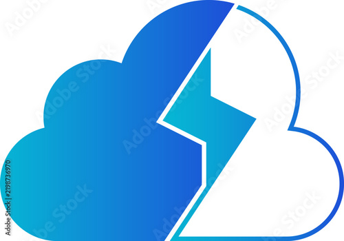 Cloud Lightning Logo, Cloud Computing Energy and Technology Icon