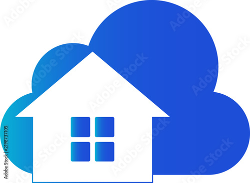 Cloud Home Logo, Smart House and Cloud Computing Technology Icon