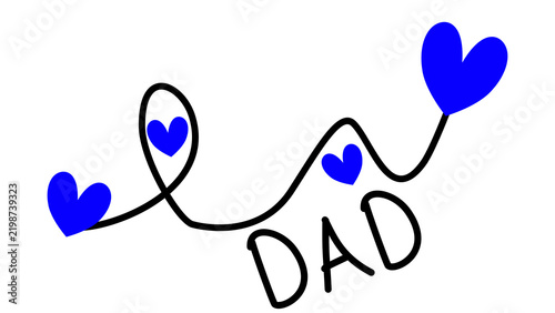 Canvastavla Ilustración de un corazón de color azul con la palabra padre en un transparente