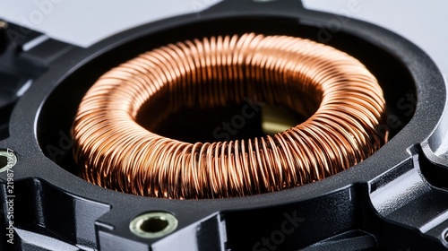 internal. Internal stationary part of an electric motor with copper windings. safety posters, maintenance manuals, designed for industrial assembly lines and welding operations.