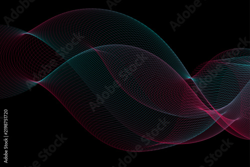 Futuristic wavy mesh grid dynamic line art backdrop for technology concept