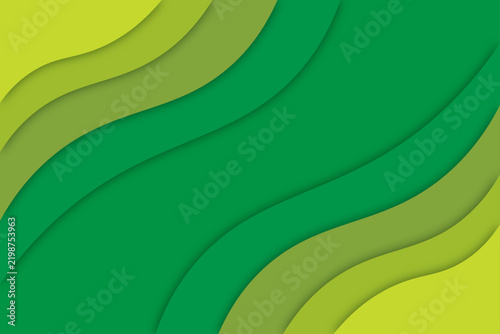 Abstract green paper cut waves background