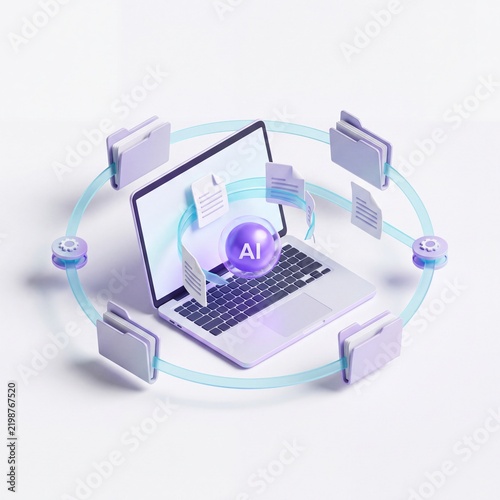 Artificial intelligence system managing digital folders on laptop