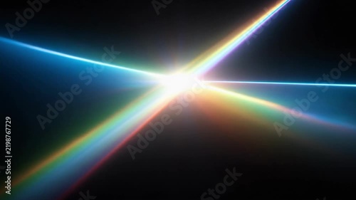 Crossing rainbow light beams overlay seamless loop