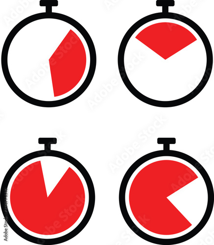Stopwatch clock with different time segments  vector