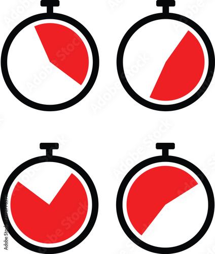 Stopwatch timing Icon with countdown intervals
