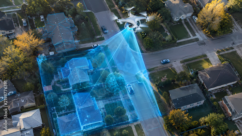 drones mapping out a city