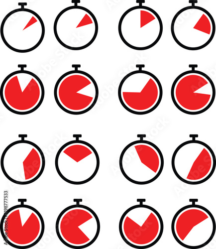 Stopwatch clock with different time segments vector