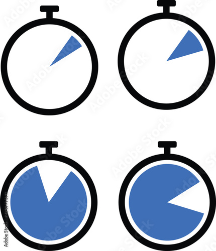  Set of clock timer icon with countdown intervals

