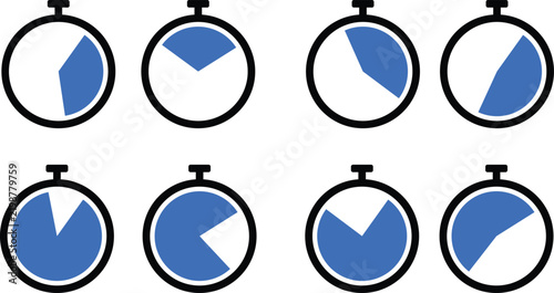 Set of clock timer icon with countdown intervals
