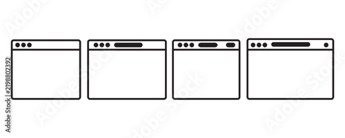 Web Browser Window Icon Set with Blank Website Interface Screens and Modern Browser Header Designs
