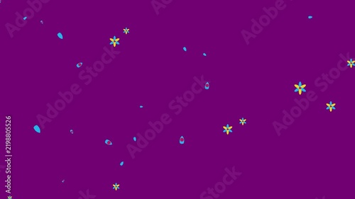Colorful Animated Flowers and Petals Floating on Purple Background Motion Graphics