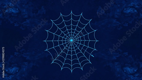 Glowing neon spider web design in a dark pixel art style