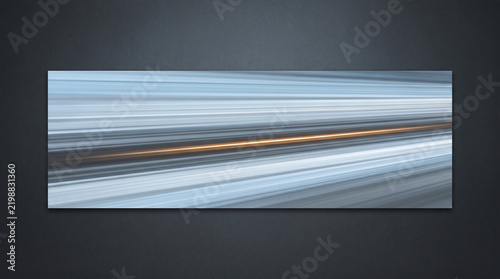 Abstract light streak on charcoal background with silver motion blur and warm glow, creating sleek futuristic horizontal texture for design use