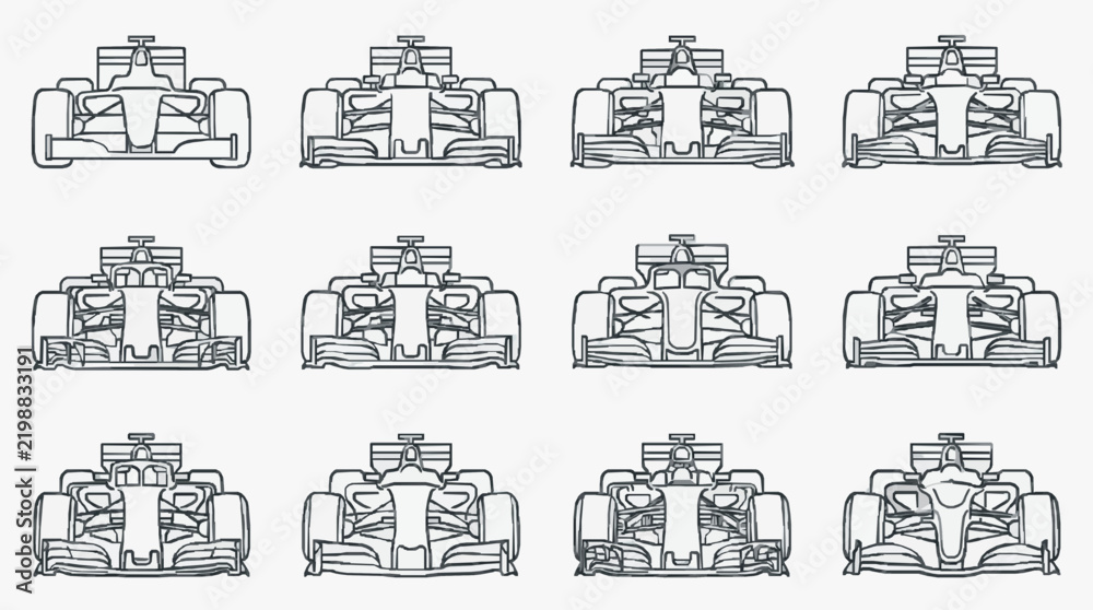 Obraz premium Formula 1 Racing Car Cockpit Interior Line Art Collection