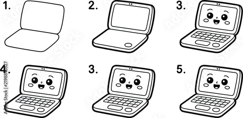 Kawaii laptop drawing tutorial steps for easy creative projects