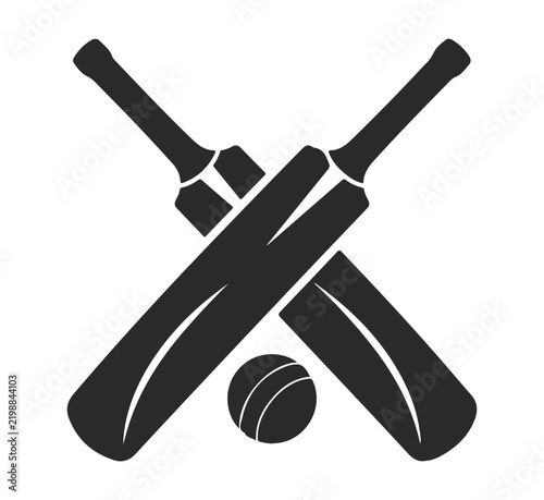 Crossed cricket bats and ball icon