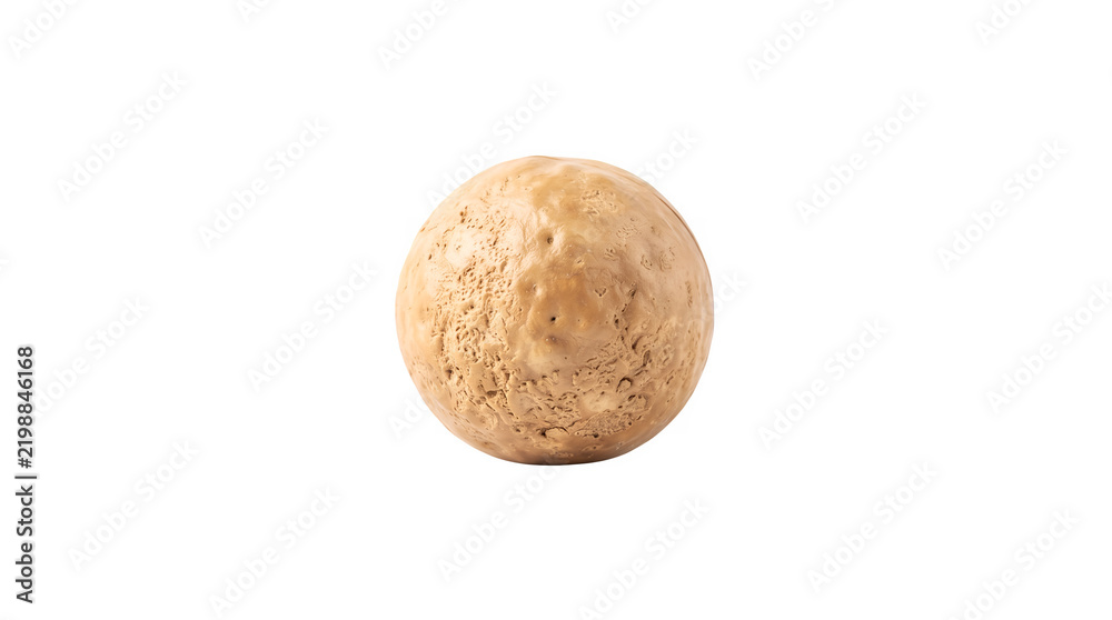 Fototapeta premium Macadamia nut kernel isolated on white background, single peeled macadamia seed, organic raw nut with textured surface, healthy snack ingredient