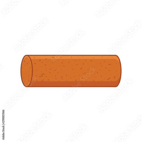 A single, isolated cork stopper on a white background.