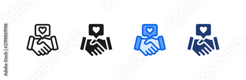 Client Trust Handshake icon multiple style collection. Vector illustration.