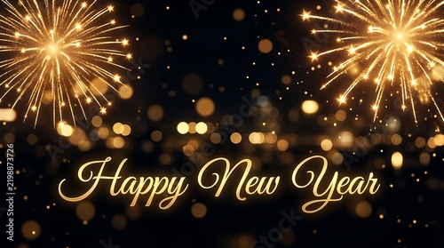 A brilliant new years eve fireworks show lights up the beautiful city skyline during a festive nighttime celebration